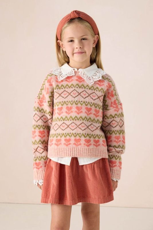 Sissy-Boy - Jacquard Trui - Roze - Met Bloemenprint