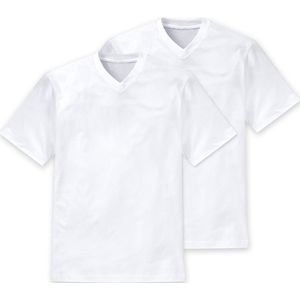 SCHIESSER American T-shirt (2-pack) - heren shirt korte mouw jersey v-hals wit - Maat: XXL