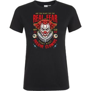 Dames T-shirt Insane Clown | Halloween kostuum kind dames heren | verkleedkleren meisje jongen | Zwart | maat XS