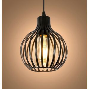 Goeco hanglamp - 15*18cm - Klein - E27 - zwarte kooilamp plafondverlichting - metalen - Lijnlengte 1m - voor woonkamer slaapkamer keuken - geen lamp
