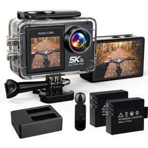 Nexino - Action Camera - 5K - 50MP - 60FPS - Waterdicht tot 30 Meter - Inclusief Accessoires