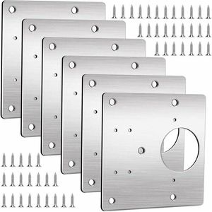 Scharnier Reparatie Plaat- Reparatieplaat - Scharnier Reparatie Plaat -scharnier-Plaatje-Set - Scharnier Plaat - Keukenkastje - Kast-6 stuks 90*90mm roestvrijstalen bevestigingsplaat met schroefring gereedschapsruimte