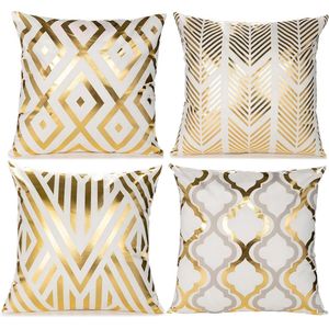 Zeynomax - Fluwelen Kussensloop Set 45 x 45 cm - Decoratieve Bankkussens - Slaapkamer en Woonkamer Decoratie - Dubbelzijdig - 4 Stuks (Wit Goud)