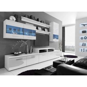 Beta - TV-wandmeubel, TV-meubel, woonkamer, wit glanzend - breedte 250 cm - Maxi Maja