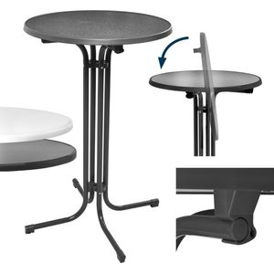 Beautissu Bellini – Inklapbaar Statafel Rond Ø 70 cm Grijs – Outdoor Tafel Weerbestendig Hittebestendigheid – Eenvoudige Montage Voorgemonteerd