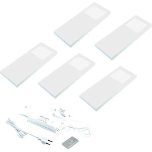 Hera Slim Pad F Led set van 5 spots met dimmer onderbouw 24V/30W wit