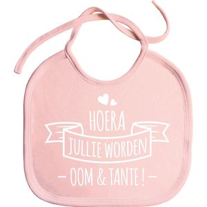 Slabbetjes - slabber - slab - baby - Hoera jullie worden oom & tante - zwangerschap aankondiging - koordjes - stuks 1 - baby roze