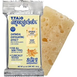 T.TAiO"" Soap Sponge 2 In 1 Oatmeal - Zeep Spons 2in1 Havermout - Exfolieert - Polijst de huid.