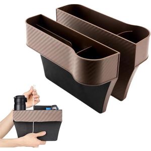 Autostoel Gap 2 Stuks Zijvak Organizer Seat Car Side Gap Filler voor Mobiele Telefoons Sleutels Kaarten Portemonnees Munten (Bruin)