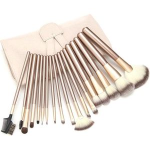 Professionele 18-delige Beige-goud make-up kwasten set - Voor Cosmetica en Make-up