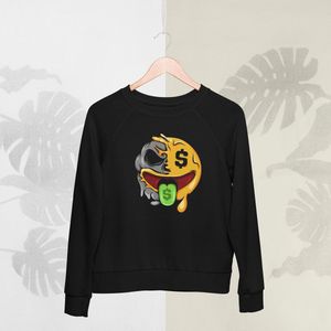 Feel Free - Halloween Sweater - Smiley: Geldmondgezicht - Maat L - Kleur Zwart