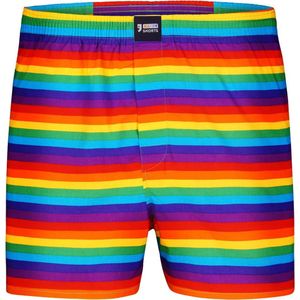 Happy Shorts Wijde Boxershort Heren Pride Regenboog Strepen - Losse boxershort - Maat M