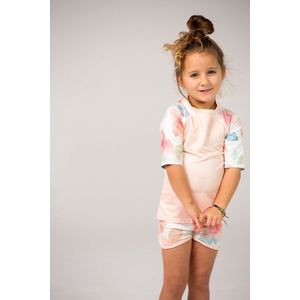 Ducksday - UV-Zwemshirt voor kinderen - UV-werend UPF50+ - Rashguard met Korte mouwen - meisje - Bliss Dot - Roze pastel - maat 8 jaar