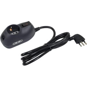 Stekkerdoos 3-Voudig Met Verlichte Schakelaar - Energieklasse A+ - Antracietkleurige Stroomverdeler Voor Thuis-Kantoor-Werkplek