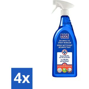 Blue Wonder - Allesreiniger Spray - Tegen Bacteriën & Virussen - 750ml - Voordeelverpakking - 4 stuks