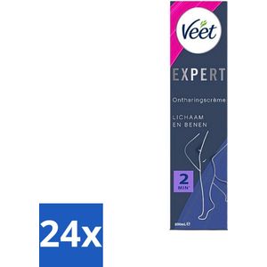 Veet Expert Ontharingscreme met sheaboter - Lichaam & benen - Alle huidtypes - 200ml - Voordeelverpakking - 24 stuks