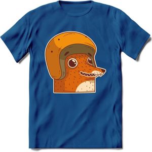 Safety fox T-Shirt Grappig | Dieren vos Kleding Kado Heren / Dames | Animal Skateboard Cadeau shirt - Donker Blauw - M