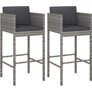 vidaXL Barkrukken - Set van 2 - Poly Rattan - Grijs Barkrukken - Tuinstoelen - Buitentoog Meubels - Polyrattan - Grijze Barkrukken