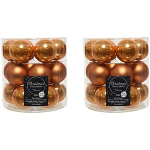 36x stuks kleine kerstballen cognac bruin (amber) van glas 4 cm - mat/glans - Kerstboomversiering