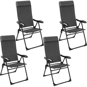 tectake® - Campingstoel - inklapbaar -staal met aluminium frame - set van 4 - antraciet