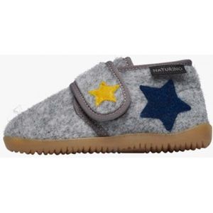 Naturino - Yofiel - Mt 22 - velcro navy en gele ster velvet pantoffel- Grijs