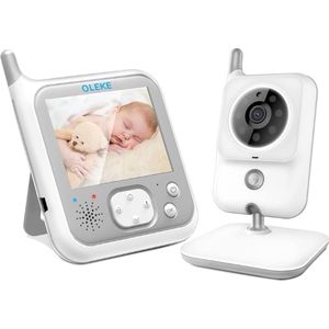 OLEKE Babyfoon - Babyfoon - Babyfoon met camera - LCD-scherm - Babyfoons - Babyphone - Tweerichtings audiocommunicatie - Baby Monitor - Babyphone Met Camera - Baby Phone - Nachtzicht functie - Met Verstelbaar Nachtlampje - 8 Rustgevende Slaapliedjes