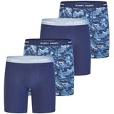 Happy Shorts - Long Boxershorts - Marine - 4er-Pack