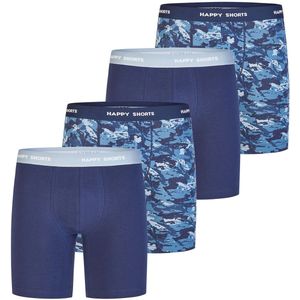 Happy Shorts - Long Boxershorts - Marine - 4er-Pack