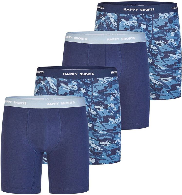 Happy Shorts - Long Boxershorts - Marine - 4er-Pack