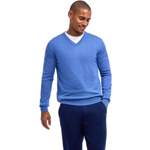 FALKE Basic New Merino V-Neck elegante klassieker wol trui heren blauw - maat S