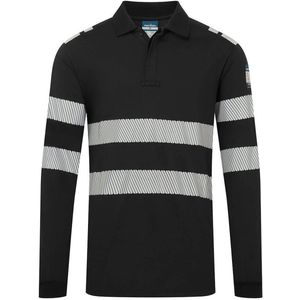 Portwest - PW3 Modaflame - Vlamvertragend Poloshirt - Zwart - Lange Mouw