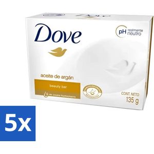5 x Dove - Zeep - Arganolie - Verzorgend en hydraterend - 135 g - Argan Olie - Huidverzorging - Dagelijkse Zeep - Gezichtszeep