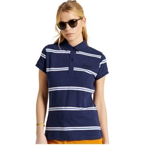 SUPERDRY Academy Poloshirt Met Korte Mouwen Dames - Varsity Navy Stripe - Niet van toepassing