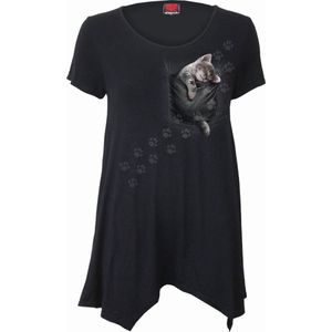 Spiral Pocket Kitten Dames T-shirt - zwart - M