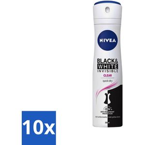 Nivea - Deospray - Invisible Black & White - 48 Uur Lange Bescherming - 150 ml - Bulkverpakking - 10 stuks