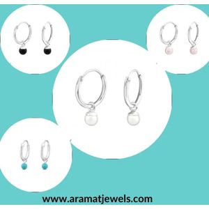 Aramat jewels ® - 925 sterling zilveren kinder oorringen met blauw kraal