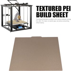 3D Printer PEI Building Plate for Ender 5 Plus, 377x370 mm Magnetic Building Board, Double Sided Textured PEI Sheet, Flexible Printing Bed Surface Platform, 3D Printer Accessories