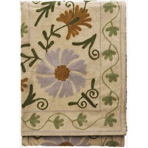 Madam Stoltz - Suzani - Handgeborduurde Sprei - 130x180 cm - Oud-roze