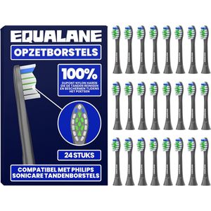 EQUALANE - Opzetborstels geschikt voor Philips Sonicare tandenborstels - Zwart - 24 Stuks