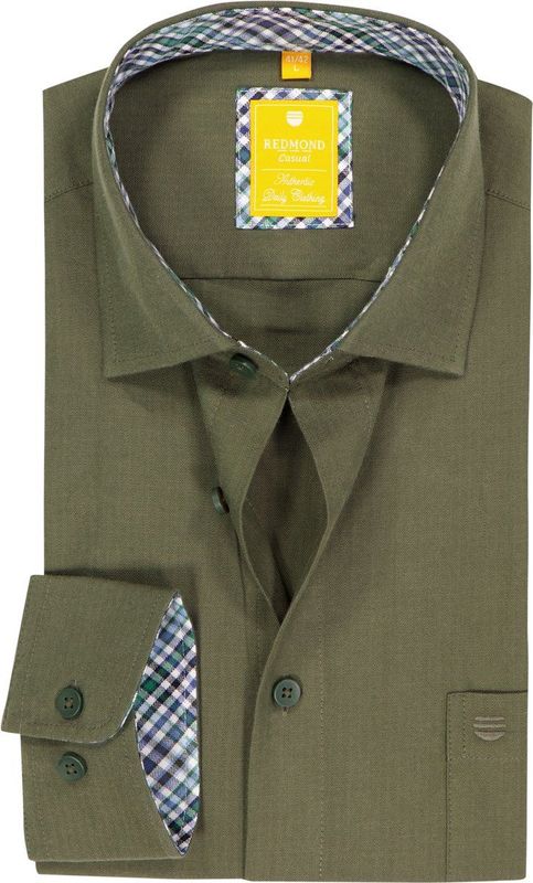 3 voor 99 | Redmond modern fit overhemd, twill, donkergroen