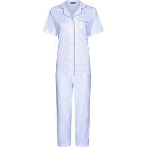 Pastunette Flowerful - Dames Pyjamaset - Blauw / Wit - Organisch Katoen - Maat 38