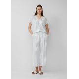 s.Oliver - Bandplooibroek - Lichtblauw/Wit - 7/8 lengte - Wide leg - High waist