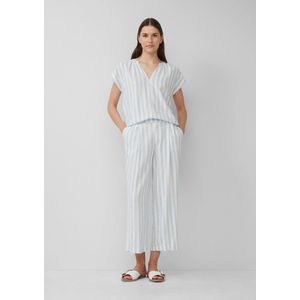s.Oliver - Bandplooibroek - Lichtblauw/Wit - 7/8 lengte - Wide leg - High waist