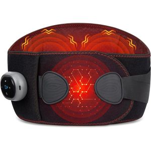 140 cm draadloze warmtegordel voor rugpijnverlichting - elektrisch verwarmingskussen met trillingsmassage - 5 warmtestanden 3 vibratiemodi auto-off