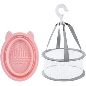 OUYLAF Makeup Borstel Reinigingsmat & Hangende Droognet - make up kwasten - make up kwastenreiniger - brush cleaner - make up kwastenreiniger apparaat - Handig Schoonmaakgerei - Kwasten Reinigen