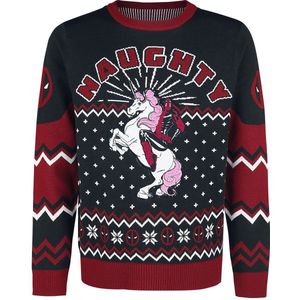 Deadpool Naughty Christmas jumper zwart-rood L