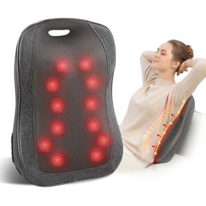 KHYR - Shiatsu Massagekussen - Draadloos - Warmtefunctie - Model zwartgrijs 2025