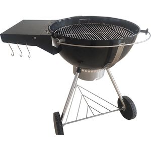 BBQNovation verwijderbare en opvouwbare Zijtafel voor Kogelbarbecues – Compatibel met Weber, Napoleon, Landmann, Jamestown, Cadac en Andere 57 cm BBQ’s – Zwart Gepoedercoat Staal