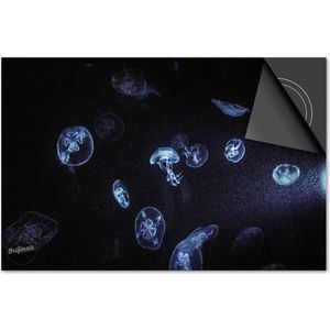 Inductie beschermer 81x52 - afdekplaat inductie mat - Dietrix Kookplaat beschermer - Exclusief - Under the Sea - Kwallen Blauw