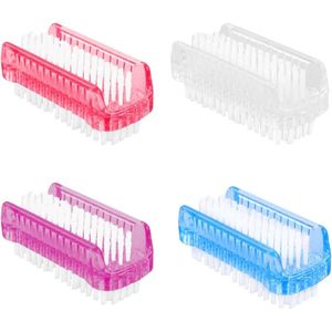 Dubbelzijdige nagelborstel - Set van 4 - Handnagelborstel - Handwasborstels - Reinigen van nagelriemen en handen - Heldere kleuren